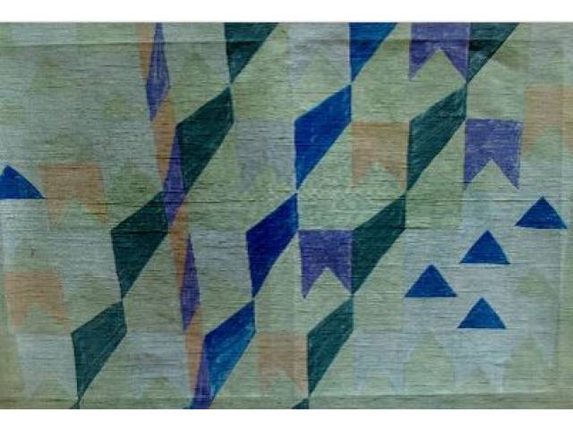 Alfredo Volpi impressão em tela 50  x 75 cm "Mastros e Bandeiras "  ass. verso técnica  desenvolvida  pela litografia   Mattavelli S.A