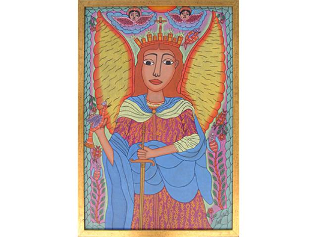 Alcides Santos óleo sobre duratex 75 x 50 cm "Cena Religiosa" ass. CID 1978
