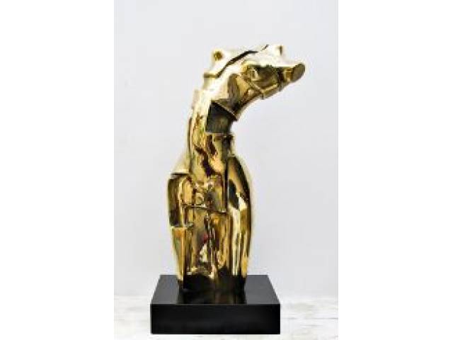 Julio Guerra escultura em bronze polido 53 x 25 cm "Torso Feminino" ass.  CID  1980