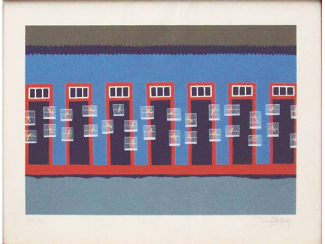 Manezinho Araújo gravura 45 x 60 cm "Gaiolas" ass. CID t. 246/300