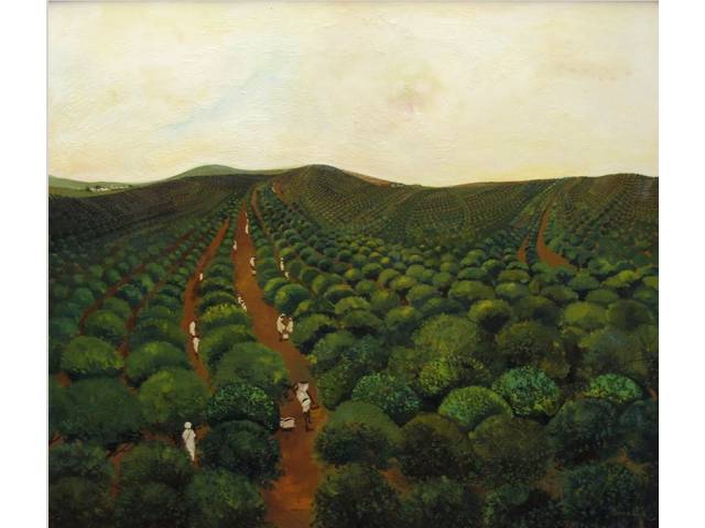 Erico da Silva óleo sobre tela 130 x 150 cm "Ouro Verde" ass. CID e verso