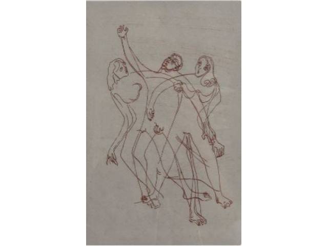 Clovis Graciano gravura 30 x 20 cm ass . CID  1971 t. 25/80 com etiqueta do escritório de arte Renato Magalhães Gouveia