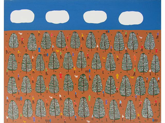Maria Brandão acrílica sobre tela 80 x 100 cm "Plantação" ass. CID