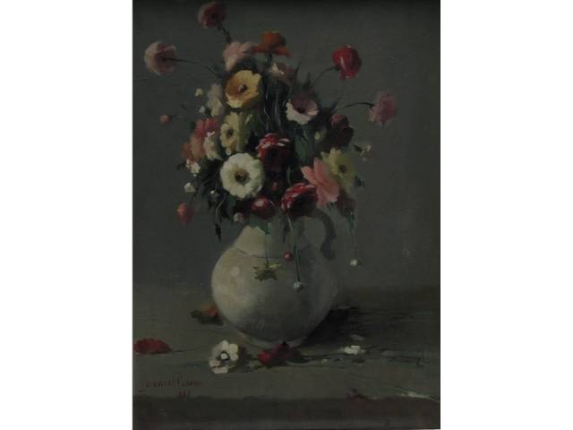 Durval Perreira  óleo sobre tela 77 x 57 cm " Vaso de Flores " ass. CIE 1964