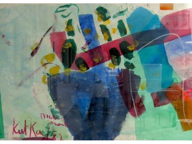 Vicente Kutka acrílica sobre cartão 73 x 105 cm "Sem Título" ass. CIE 1987