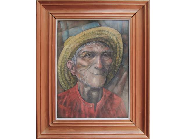 Harry Elsas óleo sobre cartão 50 x 37 cm "Figura de Ancião" assinada CIE