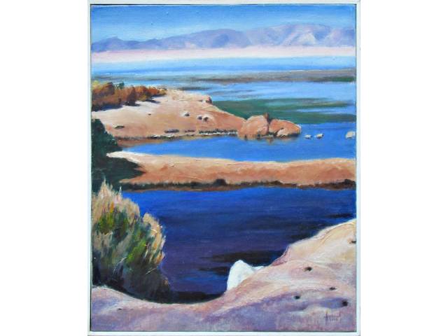 Hanna Henriette Brandt óleo sobre juta 50 x 40 cm "As cores do deserto" ass. CID 2010