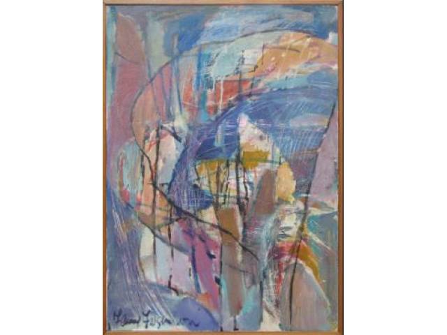 Fanny Feigenson acrílica, pastel e carvão sobre tela 60 x 40 cm “Sem título” ass. CIE e verso 1989