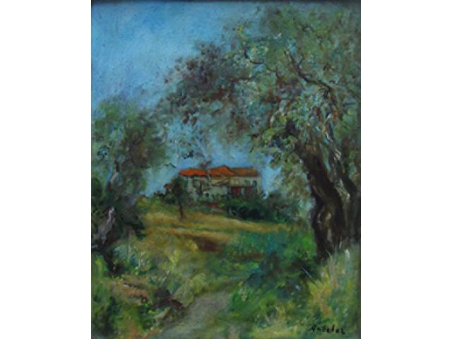 Isaac Antcher (Bessarábia, 1899 - Malakoff, 1992) O.S.E. 40 x 30cm “Paisagem”, ass. CIE Europa. séc. XX