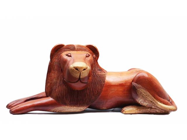 Antônio Julião Escultura em madeira 81 x 35 cm “Leão” - Com certificado do artista