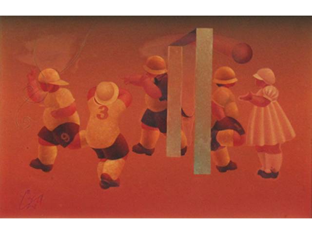 Daniel Carranza óleo sobre madeira 22 x 33 cm “El que nunca estuvo em uma de estas: que tire La primera pedra” ass. CIE e verso out/1984