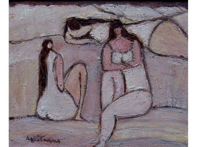 Agi Strauss técnica mista sobre eucatex 30 x 38 cm intitulada "Sonho Branco" ass. CIE 1988 com etiqueta do Espaço Paulista de Arte