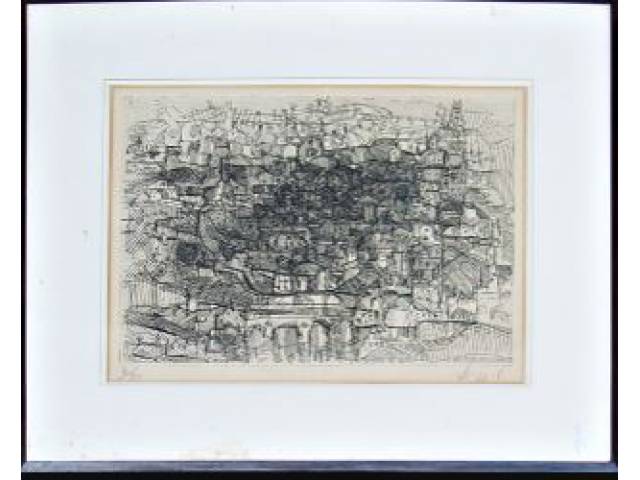 Darel Valença agua - forte 38 x 50 cm "Paisagem Urbana" T2/30 ass. CID 1963