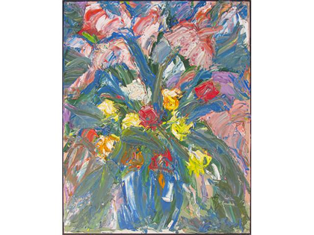 Antônio Hélio Cabral óleo sobre tela 100 x 80 cm "Flores" ass. CID