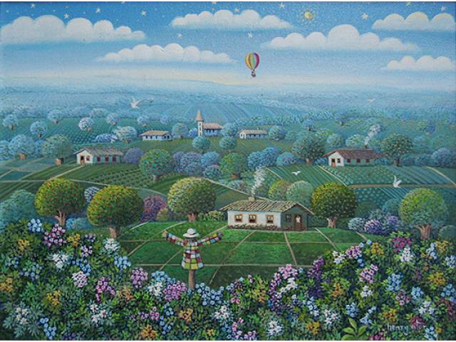 Henry Vitor óleo sobre tela 30 x 40 cm "Momento Azul" ass. CID e verso jan/2000