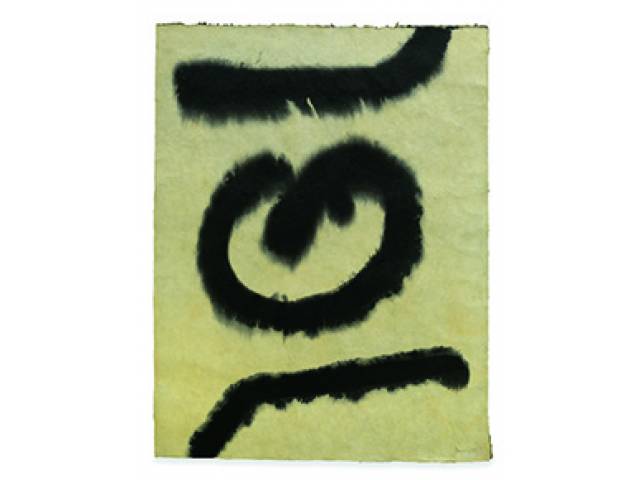 Mira Schendel nanquim sobre papel artesanal, 61 x 48 cm "Sem título" 1965 - Participou da exposição Mira Schendel: Sarrafos e Pretos e Brancos, 2018, Galeria Bergamin e Gomide.