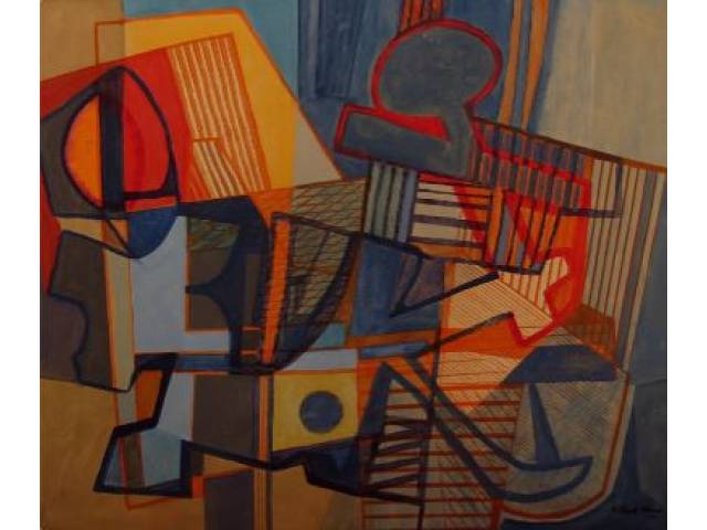 Roberto Burle Marx  panneaux em chapa industrializada 128 x 156 cm  ass. CID 1991 com recibo de venda de Marques Galeria Shopping Center Iguatemi/SP