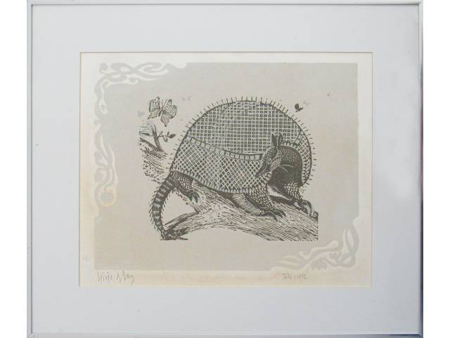 Lívio Abramo litogravura 40 x 49 cm "Tatú" ass. CIE 1972 t. 47/111