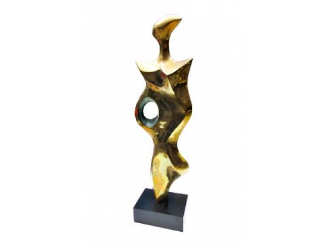 Domenico Calabrone figura humana estilizada em bronze polido e patinado 115 x 30 x 20 cm com base ass. e numerada na base