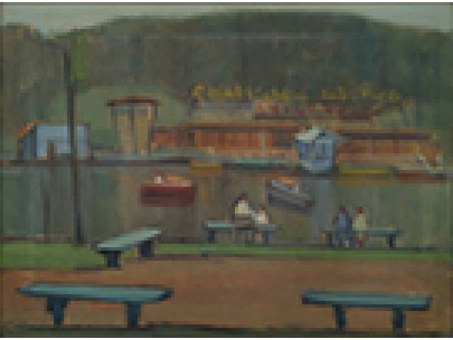 Arcângelo Ianelli óleo sobre tela 46 x 61 cm “Parque com Lago” ass. inferior direito - 1958