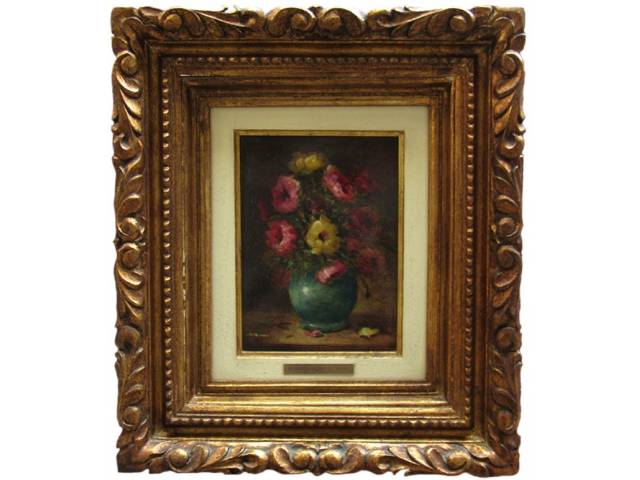 Albano Vizotto Filho óleo sobre  eucatex  22 x 16 cm 'Flores" ass CIE