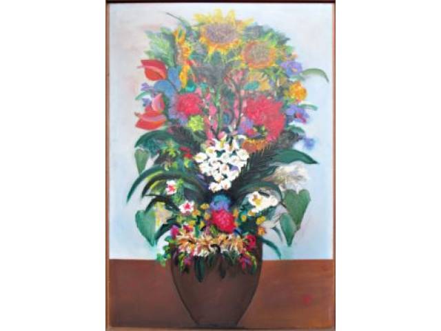 José Barbosa óleo sobre tela 121 x 80 cm "Jarro II" ass. CID e verso 9/96