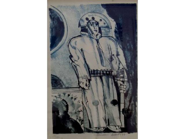 Aldemir Martins Litogravura 28 x 38 cm "Cangaceiro" ass. CID t. 27/100 1979 apresenta pequenos fungos
