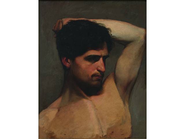 Almeida Júnior óleo sobre tela, 72 x 60 cm "Estudo de nu masculino" sem data