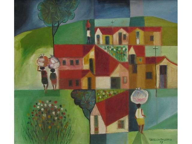 Zediolavo (José Olavo Vasconcelos Ribeiro) óleo sobre tela 50 x 56 cm "Casario" assinada e datada 1981 CID