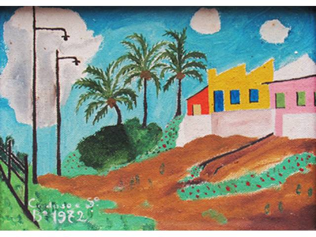 Cardoso e Silva óleo sobre tela 15 x 21 cm "Sem título" ass. CIE e verso 1972 etiqueta "A Galeria", ex-coleção Waldemar Szaniecki