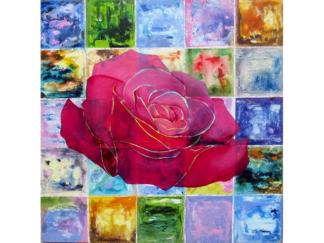 Sima Woiler acrílica sobre tela 80 x 80 cm "Estudos" ass. verso