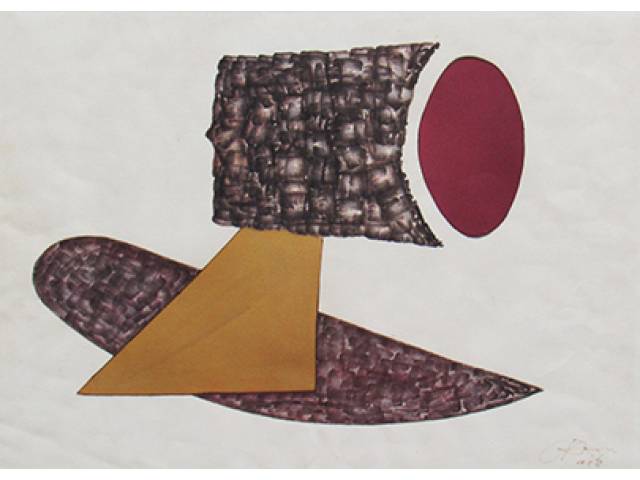 Mario Cravo Júnior técnica mista 38 x 48 cm "Edilio" ass. CID 1969 Com etiqueta de "A Galeria", ex-coleção Waldemar Szaniecki