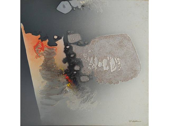 Ken Fukuda acrílico sobre tela 80 x 80 cm “Sem Título” ass. inferior direito - 1989. Etiqueta Galeria Contorno