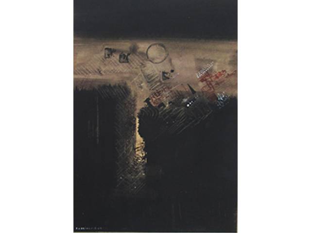Fernando Odriozola técnica mista 49 x 34 cm "Abstração" ass. CIE 1966. Ex-coleção Waldemar Szaniecki