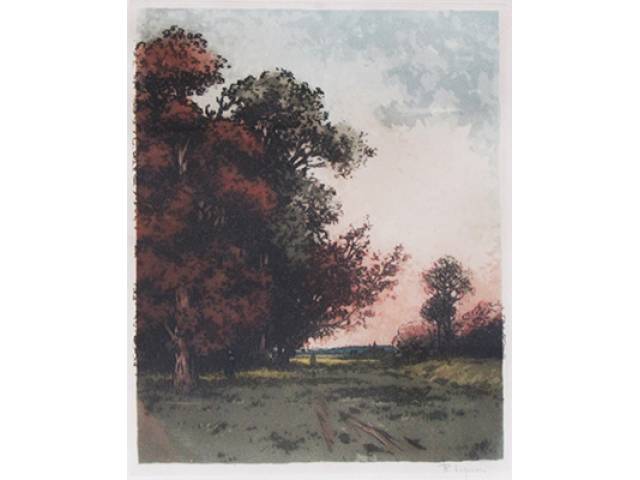 René Ligeron (1880, Paris – 1946) Gravura (44/44) 37 x 30,5 cm, “Paisagem”, ass. CID, Paris, sec. XIX/XX