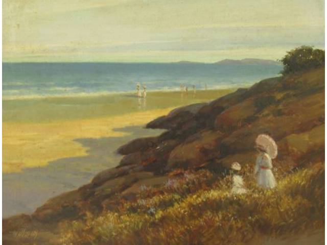 Washington Maguetas óleo sobre eucatex  40 x 50 cm intitulado "Passeio na Praia" ass. CIE ano 1992  acompanha certificado de autenticidade da Galeria André