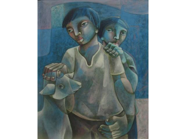 Adélio Sarro óleo sobre tela 81 x 65 cm "Magoas e Paixões" ass. CID e verso ano 1990 acompanha certificado do artista