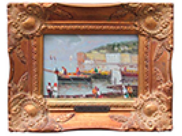 Vincenzo Cencin óleo sobre tela colada sobre placa 11 x 17 cm "Marinha" ass. CID