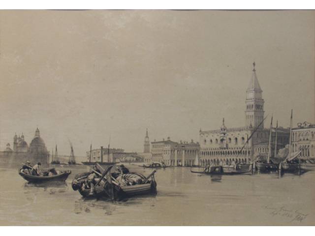 James Duffield Harding (Vicenza, 1798-1863) Gravura 25 x 35 cm, “Grande Canal de Veneza” ass. CID, 1834 Europa, séc. XIX