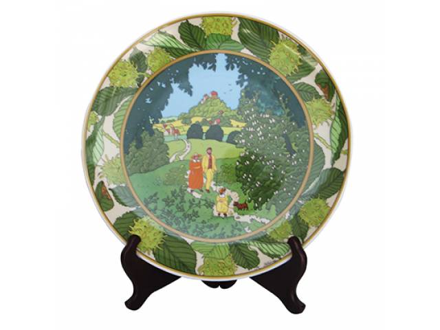 Prato em porc. “Heinrich: Villeroy & Boch” - “Passeio de domingo”. Prato de colecionismo - arrecadação de fundos apoio pesquisa do câncer. d = 25 cm - Alemanha, séc. XX