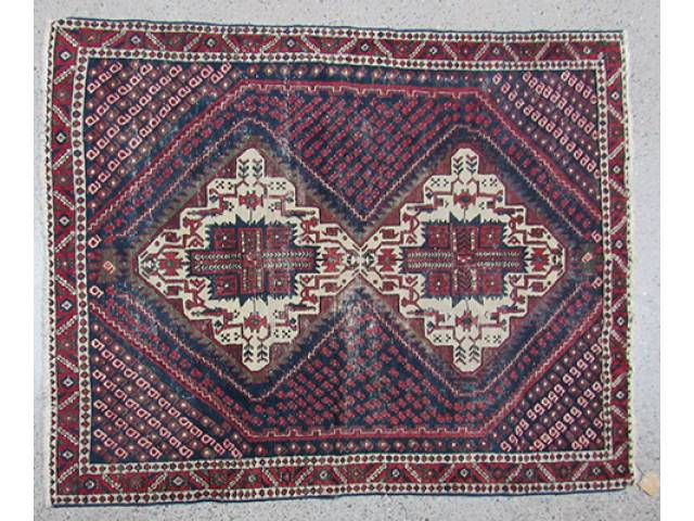 Tapete Kazak Persa Antigo - Rapé 1,58 x 1,27 = 2,06 m²