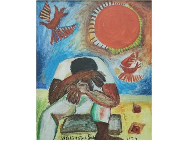 Washington Silva óleo sobre tela 46 x 38 cm "Sem Título" ass. CI  datada 1970