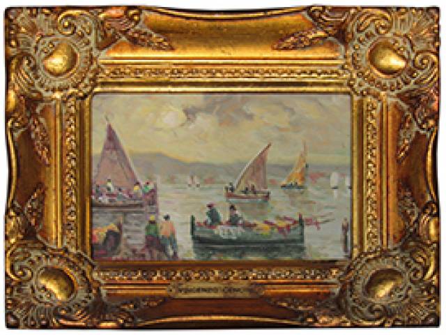 Vincenzo Cencin óleo sobre tela colada sobre placa 11 x 17 cm "Marinha" ass. CIE