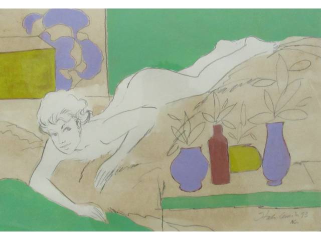 Italo Cencini  acrílica, grafite e  café sobre papel 31, x 43,9  cm "Sem Titulo " ass. CID ano 1993