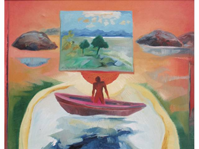 Aloysio Zaluar óleo sobre tela 72 x 91 cm "Pintura Rural III - Caminho das Pedras - Pedra de Guaratiba" ass. centro e verso 1975 etiqueta "A Galeria", ex-coleção Waldemar Szaniecki