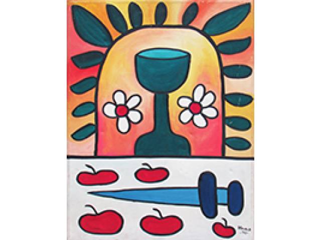 François Hoald óleo sobre tela 65 x 50 cm “Calice da Esperança” ass. CID e verso 1970