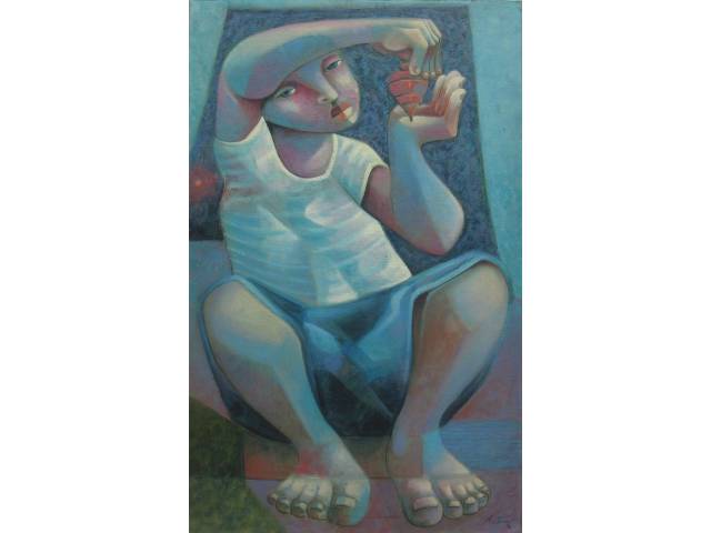 Adélio Sarro óleo sobre tela 80 x 50 cm "Força Livre" ass. CID e verso ano 1991 acompanha certificado do artista (sem moldura)