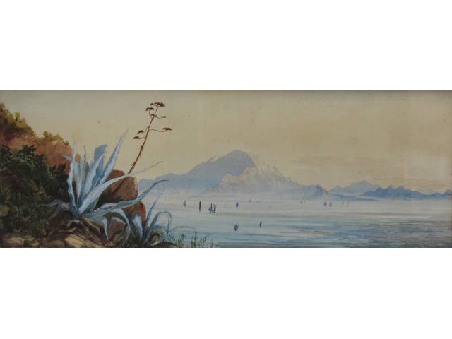 Leslie - Esc. Inglesa A.S.C - 22 x 60 cm, “Paisagem com lago”, ass. CIE, artista não identificado, Europa, séc. XX