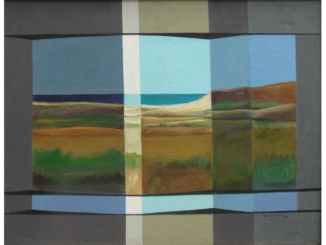Jane Lane óleo sobre tela 69,5 x 89 cm "Série Dunas " ass. CID ano 1984