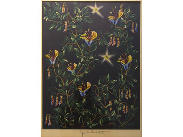 Jean Lurçat (França, 1892 – 1966) Gravura - 57 x 42,5 cm “Lírios azuis e amarelos” Ass. CID séc. XIX/XX